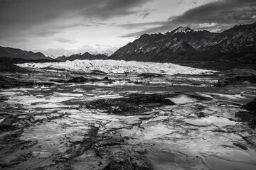 dramatic landscape photo of Matanuska Glacier in Alaska