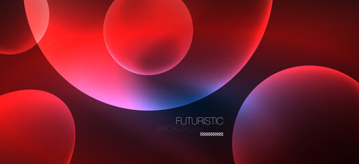 Neon ellipses abstract backgrounds. Shiny bright round shapes glowing in the dark. Vector futuristic illustrations for covers, banners, flyers and posters and other