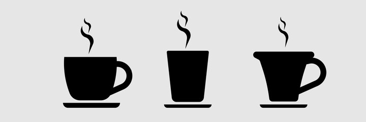Coffee cup icon set. Cups of coffee tea collection.