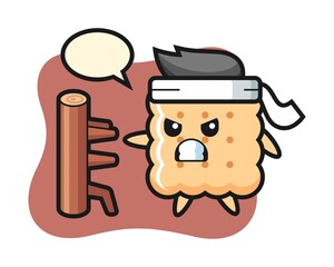 Cracker cartoon illustration as a karate fighter