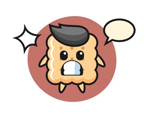 Cracker character cartoon with shocked gesture