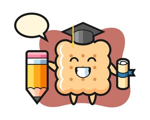 Cracker illustration cartoon is graduation with a giant pencil