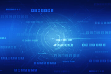 2d illustration abstract digital binary data on computer screen
