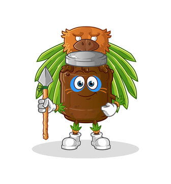 recommend clip art: chocolate jam tribal man mascot. cartoon vector