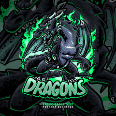 Black Dragons Illustration Logo template