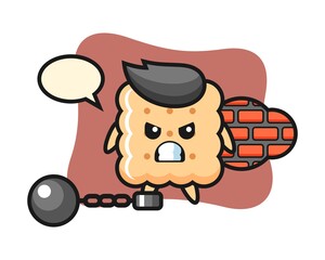 Character mascot of cracker as a prisoner