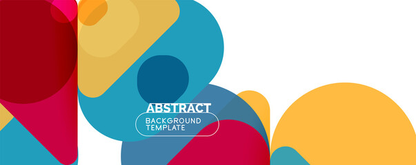 Flat geometric round shapes and dynamic lines, abstract background. Vector illustration for placards, brochures, posters and banners