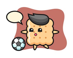 Illustration of cracker cartoon is playing soccer