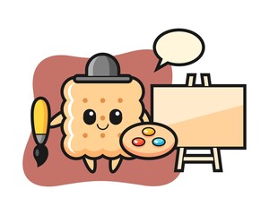 Illustration of cracker mascot as a painter