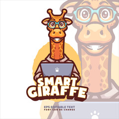 Giraffe Cartoon Mascot Logo Template