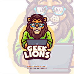 Lion Cartoon Mascot Logo Template
