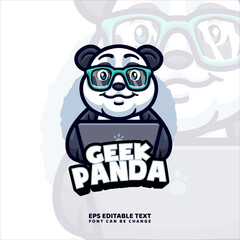Panda Working Mascot Logo Template