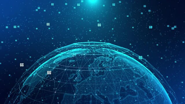 6G Communication Technology Digital Data Connection Concept Loop Background. Smart city and communication network concept. 5G. IoT (Internet of Things). Telecommunication. artificial intelligence