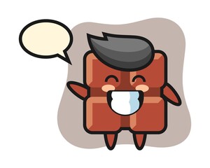 Chocolate bar cartoon character doing wave hand gesture