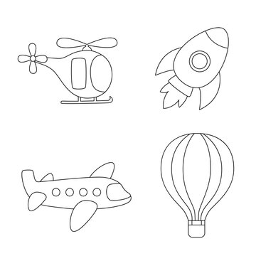 Color air transport. Coloring page for kids.