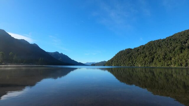 A quick look pan shot at the amaizing sunrise around the Correntoso lake, in Patagonia, Argentina.