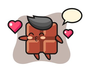 Chocolate bar character cartoon with kissing gesture