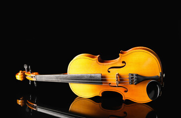 Beautiful violin on dark background