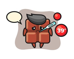 Chocolate bar mascot character with fever condition