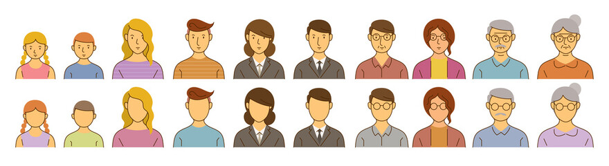 Fototapeta premium People Avatar Various Ages Set