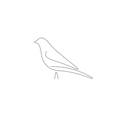 Bird silhouette line drawing, vector illustration
