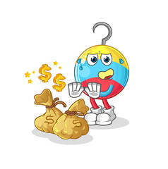 fishing bait refuse money illustration. character vector