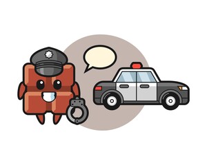 Cartoon mascot of chocolate bar as a police