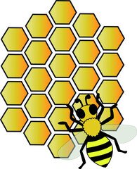 a bee that sits on a honeycomb