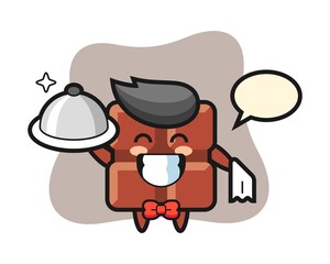 Character mascot of chocolate bar as a waiters