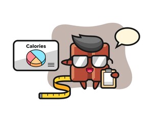 Illustration of chocolate bar mascot as a dietitian