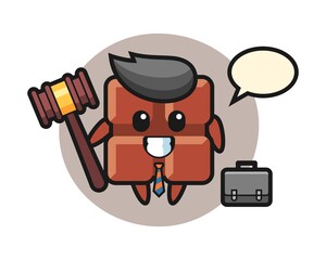 Illustration of chocolate bar mascot as a lawyer