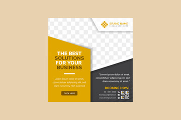 Set of the best business solutions social media post template banners ads. Editable vector illustration with luxury concept use gold and black colors. dot halftone pattern with photo space.