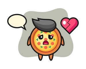 Pizza cartoon illustration is broken heart