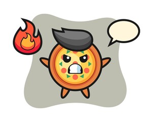 Pizza character cartoon with angry gesture