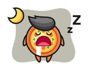 Pizza character illustration sleeping at night