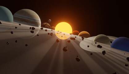 The Solar system, Planet in the solar system, Star set, Planet group - 3d rendering © KUA g Gear