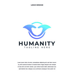 Creative abstract premium humanity with hand care icon logo design color editable vector illustration