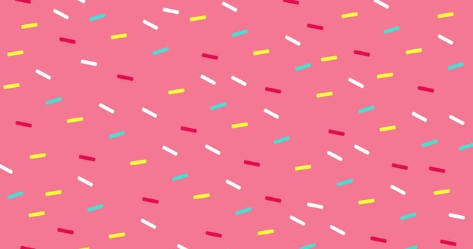 background with pink donut glaze. Decorative bright sprinkles texture pattern design	