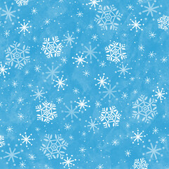 雪の結晶とキラキラとクリスマス背景　水色