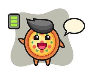 Pizza mascot character with energetic gesture