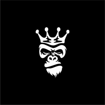 Vector illustration of ape head in crown
