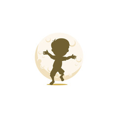 Kid Play on the moon logo vector
