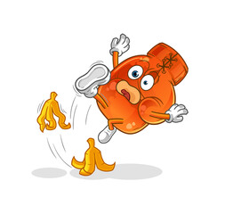 boxing glove slipped on banana. cartoon mascot vector