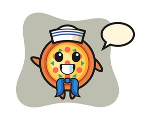Character mascot of pizza as a sailor man