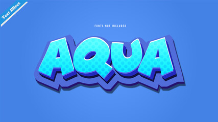 aqua text effect design vector 3d style editable font effect.