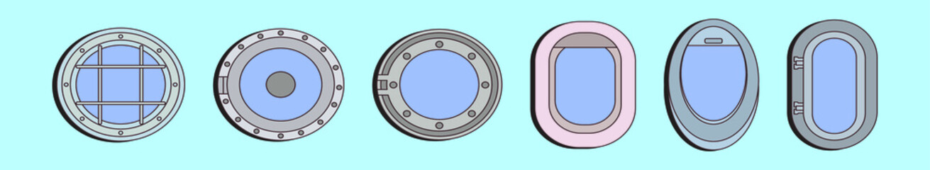 Fototapeta premium set of porthole cartoon icon design template with various models. vector illustration isolated on blue background