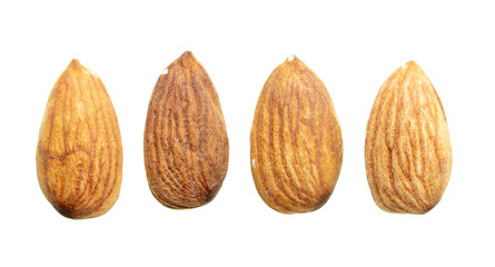 Close up of almond nuts isolated on white
