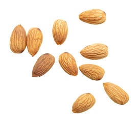Close up of almond nuts isolated on white