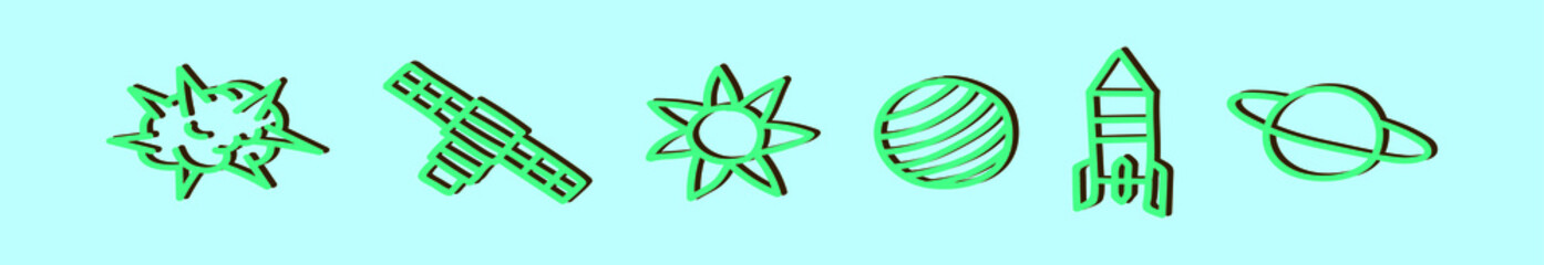 set of space element cartoon icon design template with various models. vector illustration isolated on blue background