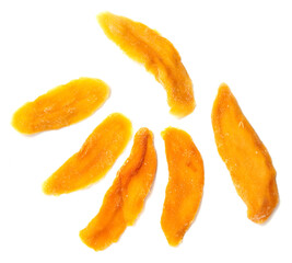 Dried mango closeup isolated on white
